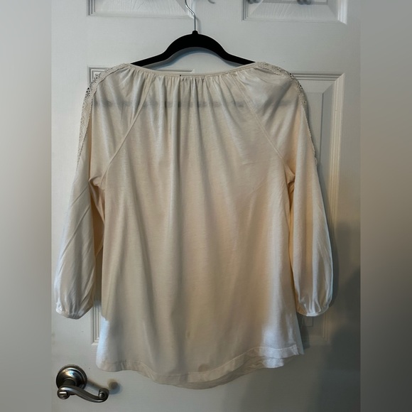 Ralph Lauren Cream Lace Detail Long Sleeve  Top Medium - Picture 2 of 4